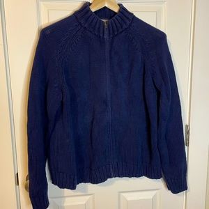 Eddie Bauer navy full zip cotton sweater sz XL